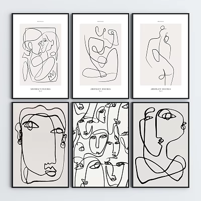Abstract Line Art Prints With Minimalist Figure Contour For Wall Decor 3d model