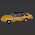 Yellow Taxi Model With Roof Sign Striped Body And Reflective Surface