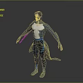 Blue Muscular Humanoid Character With Tail In Tight Suit 3D Model Design