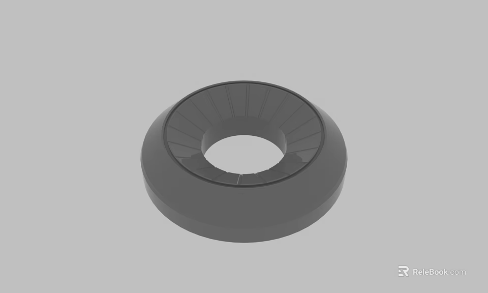 Gray Circular Mechanical Part With Central Hole And Radial Grooves 3d model