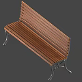 Sturdy Wooden Outdoor Bench With Slatted Design And Decorative Metal Legs