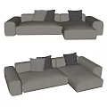 Modern Light Gray Sectional Sofa With Comfortable Upholstery And Patterned Pillows 3d model