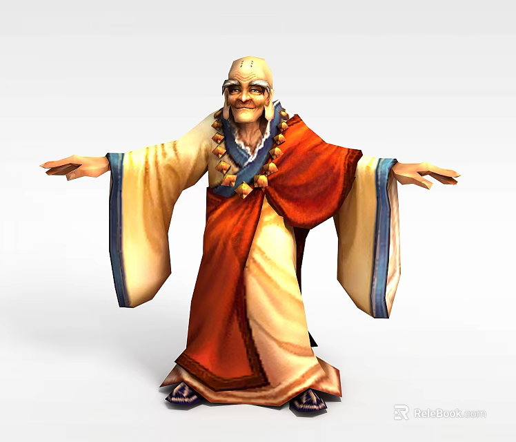 Tech Exhibition Hall Showcasing Traditional Robe Character 3D Model 3d model 