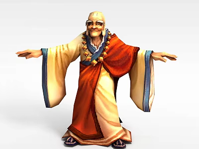 Tech Exhibition Hall Showcasing Traditional Robe Character 3D Model 3d model