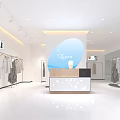 Bright Modern Clothing Store Interior With White Racks Mannequins Dresses And Handbags