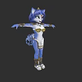 Blue Fur Cat Like Game Movie Character With Golden Crown And White Gold Outfit