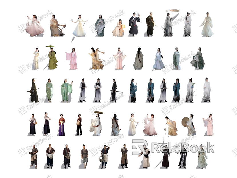 2d Characters Ancient costume Characters Hanfu Characters Ancient Beauty Cheongsam Women Martial Arts Characters Great Xia Ancient costume Common people Men Women Children model