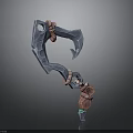 3D Modeled Hook Weapon Design With Blue Metal Pink Rope And Green Gem