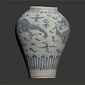 Traditional Chinese Home Decor Vase With Blue White Dragon Pattern And Classic Design