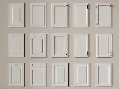 Various White Swing Door Styles With Different Panel Designs And Finishes 3d model