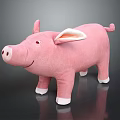 Pink Plush Pig Stuffed Toy With Smiling Face White Ears And Hooves