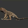 Brown Spotted Lizard Standing On Black Smooth Surface With Gray Gradient Background 3d model