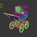 Elegant Vintage Baby Pram With Black Body White Wheels And Transparent Patterned Canopy