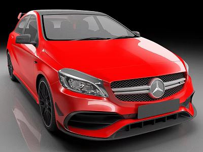 Red Mercedes Benz Compact Car Sporty Exterior Look 3d model