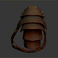 Medieval Weapon Shoulder Armor With Reddish Brown Leather Metal Rivets And Crossed Straps