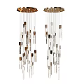 Modern Metallic Chandeliers with Hanging Gold and Silver Strips for Contemporary Interior Decoration