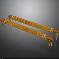 Bamboo Scene Components With Long Strips White Rings And Wooden Supports