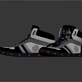 High Top Black White Sneakers With Blue Laces And Stylish Design