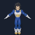 Game And Anime Character Vegeta With Spiky Black Hair Blue Battle Suit Yellow Accents
