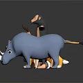 Various Toy Animals Including Monkey Cat Cow Fox Deer Lion And Hippo 3d model