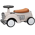 Vintage 1936 Beige Toy Car With Brown Seat And White Wheels