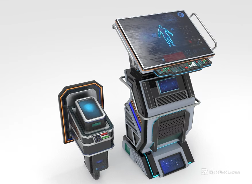 Futuristic Computer Systems With Interactive Touchscreen Displays And Advanced Control Panels 3d model 