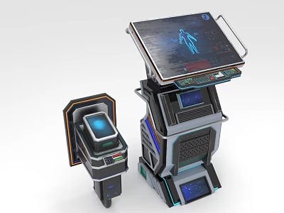 Futuristic Computer Systems With Interactive Touchscreen Displays And Advanced Control Panels 3d model