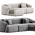 Modern Sectional Sofa with Soft Upholstery Plush Pillows and Knit Throw Comfortable Living Room Seating