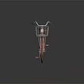 Vintage Pink Bicycle With Brown Seat White Front Basket Rear Rack White Spokes Brown Tires