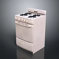 White Gas Stove With Multiple Burners Oven And Control Knobs For Kitchen