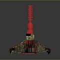 Traditional Architectural Structure With Red Spire And Multi Layered Straw Like Roof
