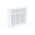 Aluminum Window Component Featuring Grid Design And Multiple Glass Panes 3d model