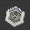 Hexagonal Stone Fountain With Central Statue And Water Basin Design