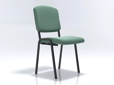 Modern Minimalist Light Green Single Chair With Black Metal Frame 3d model
