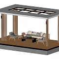 Modern Pergola Design With White Roof Black Grid Wooden Columns And Outdoor Lounge