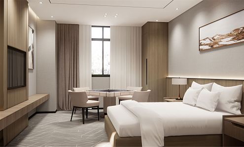 Modern Room Hotel Mahjong Big Bed Room 3d model