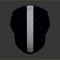 Modern Tactical Black Helmet With White Stripe And Blue Visor Design
