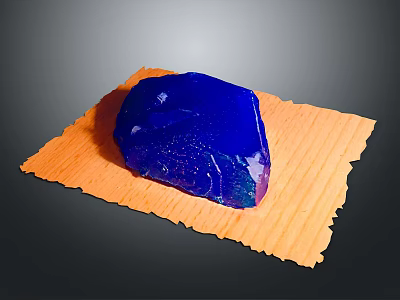 Shiny Blue Stone Placed On Orange Textile With Rough Texture Over Dark Background 3d model