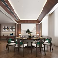 Elegant Chinese Style Private Room With Large Windows And Furniture