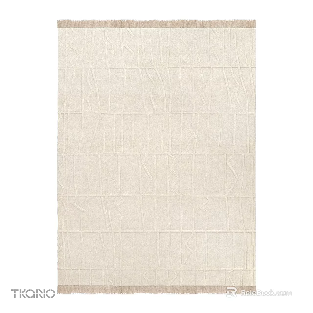 Cream Square Carpet With Geometric Pattern And Textured Design For Home 3d model 