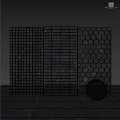 Black Marble Floor with Three Different Texture Patterns and Round Sphere 3d model