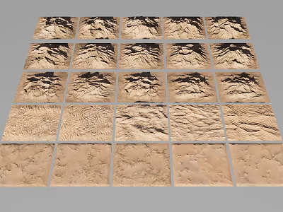 Collection of Various Square Texture Samples in Natural Beige and Brown Tones Arranged Neatly 3d model