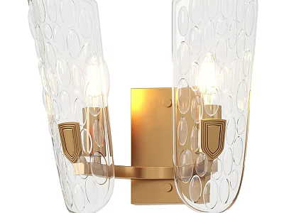 Modern Wall Sconce With Transparent Glass Circular Patterns And Golden Metal Base 3d model