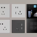 Modern White and Black Switch Panels with Sockets USB Ports and Smart Control