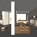 Minimalist Clothing Store Interior With Display Shelves Shoes Bags Plants And Bench