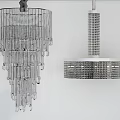 Classic And Modern Crystal Chandeliers With Hanging Chains And Cylindrical Frame Design 3d model