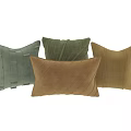 Stylish Textured Throw Pillows In Green And Brown Velvet With Striped Patterns