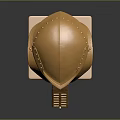 Medieval Golden Helmet With Metallic Armor Design And Display Stand