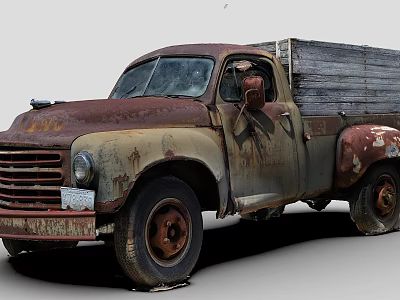 Vintage Rusty Truck With Weathered Body Classic Wooden Bed And Old Exterior 3d model