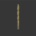 Metal Drill Bit with Spiral Flutes and Sharp Tip Standing Upright on Dark Background